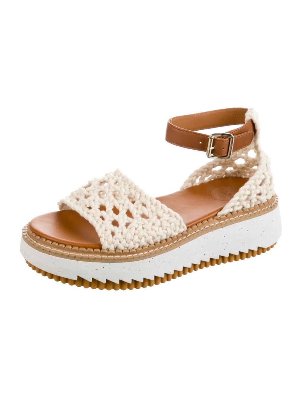 Chloe Luccia Macrame Platform Sandals EU 39/US 9 Brown Cream Beachy Chic GREAT!